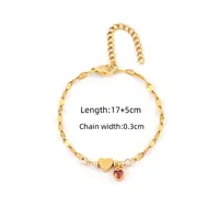 Letter Heart Shape Simple Style Classic Style Zircon 201 Stainless Steel 304 Stainless Steel Artificial Crystal Bracelets Wholesale sku image 26