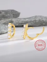1 Pair Solid Color Shiny 925 Sterling Silver Copper Pearl Earrings main image 4
