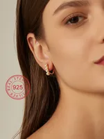 1 Pair Solid Color Shiny 925 Sterling Silver Copper Pearl Earrings main image 3