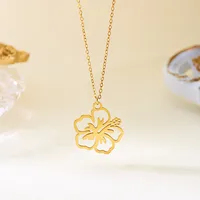 Flower Modern Style Simple Style 304 Stainless Steel Pendant Necklace Plating Lobster Trigger Clasp Closure main image 4