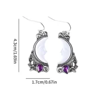 1 Paire Lune Élégant Rétro Femme Alliage Boucles D'oreilles main image 2