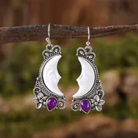 1 Paire Lune Élégant Rétro Femme Alliage Boucles D'oreilles main image 4