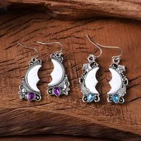 1 Paire Lune Élégant Rétro Femme Alliage Boucles D'oreilles main image 3