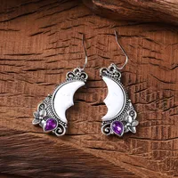 1 Paire Lune Élégant Rétro Femme Alliage Boucles D'oreilles main image 6