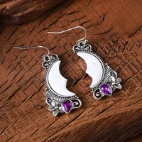 1 Paire Lune Élégant Rétro Femme Alliage Boucles D'oreilles main image 7