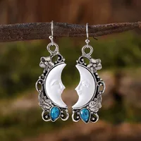 1 Paire Lune Élégant Rétro Femme Alliage Boucles D'oreilles main image 5