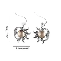 1 Par Sol Luna Elegante Retro Señora Aleación Pendientes De Gota main image 2