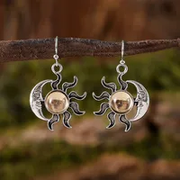 1 Par Sol Luna Elegante Retro Señora Aleación Pendientes De Gota main image 1