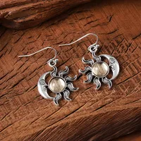 1 Par Sol Luna Elegante Retro Señora Aleación Pendientes De Gota main image 6