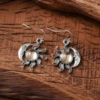 1 Par Sol Luna Elegante Retro Señora Aleación Pendientes De Gota main image 3