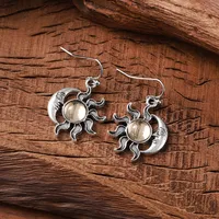 1 Par Sol Luna Elegante Retro Señora Aleación Pendientes De Gota main image 5