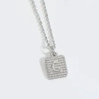 Letter Casual Elegant Lady Zircon Copper 14K Gold Plated Pendant Necklace Inlay Lobster Trigger Clasp Closure sku image 7