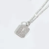 Letter Casual Elegant Lady Zircon Copper 14K Gold Plated Pendant Necklace Inlay Lobster Trigger Clasp Closure sku image 16