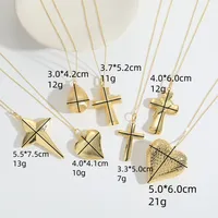 Cruzar Forma De Corazón Casual Estilo Clásico Cobre Chapado En Oro De 14 Quilates. Collar Colgante Pulido Cierre Con Gatillo De Langosta main image 2