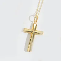 Cross Heart Shape Casual Classic Style Copper 14K Gold Plated Pendant Necklace Polishing Lobster Trigger Clasp Closure sku image 2
