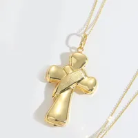 Cross Heart Shape Casual Classic Style Copper 14K Gold Plated Pendant Necklace Polishing Lobster Trigger Clasp Closure sku image 4