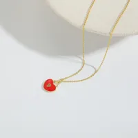 Forma De Corazón Llave Cerrar Con Llave Casual Estilo Clásico Cobre Chapado En Oro De 14 Quilates. Collar Colgante Esmalte Cierre Con Gatillo De Langosta main image 6
