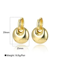 1 Par Geometría Ronda Estilo IG Elegante Glamour Cobre Chapados En Oro De 18K Blanco Oro Plateado Enchapado Pendientes De Gota main image 2