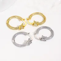 1 Paire Géométrie Élégant Glamour Mignon Le Cuivre Plaqué Or 18K Or Blanc Plaqué Zircon Asymétrique Géométrie Boucles D'oreilles main image 1