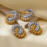 1 Pair Twist Elegant Lady Simple Style 304 Stainless Steel 18K Gold Plated Mixed Metal Ear Studs main image 4