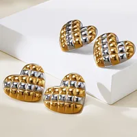 1 Pair Heart Shape Beach Simple Style Streetwear 304 Stainless Steel 18K Gold Plated Ear Studs main image 1