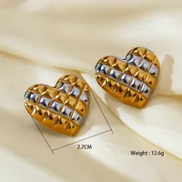 1 Pair Heart Shape Beach Simple Style Streetwear 304 Stainless Steel 18K Gold Plated Ear Studs main image 2