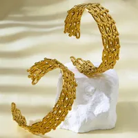 Asymmetrical Elegant Hip-Hop Lady 18K Gold Plated 304 Stainless Steel Bangle In Bulk main image 3