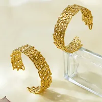 Asimétrico Elegante Hip Hop Señora Chapados En Oro De 18K Acero Inoxidable 304 Brazalete Al Mayoreo main image 5