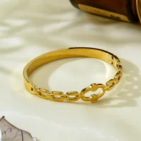 Treillis Élégant Femme Style Simple Plaqué Or 18K Acier Inoxydable 304 Bracelet En Masse main image 4