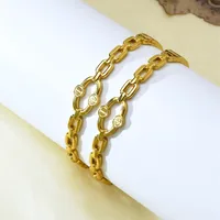 Enrejado Elegante Señora Estilo Simple Chapados En Oro De 18K Acero Inoxidable 304 Brazalete Al Mayoreo main image 1