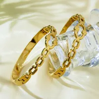 Lattice Elegant Lady Simple Style 18K Gold Plated 304 Stainless Steel Bangle In Bulk main image 5