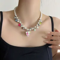 Geometric Star Elegant Lady Modern Style Acrylic Imitation Pearl Alloy Multi Charms Necklace Wholesale main image 1