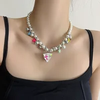 Geometric Star Elegant Lady Modern Style Acrylic Imitation Pearl Alloy Multi Charms Necklace Wholesale main image 2