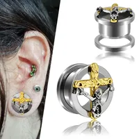 1 Piece Titanium Steel Hip-Hop Cross Skull Auricle main image 1