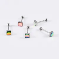 1 Piece 304 Stainless Steel Hip-Hop Cool Style Triangle Geometric Water Droplets Enamel Tongue Rings main image 3