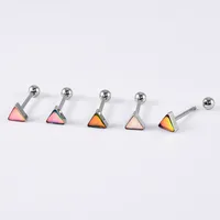 1 Piece 304 Stainless Steel Hip-Hop Cool Style Triangle Geometric Water Droplets Enamel Tongue Rings main image 4