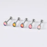 1 Piece 304 Stainless Steel Hip-Hop Cool Style Triangle Geometric Water Droplets Enamel Tongue Rings main image 6