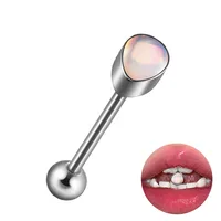 1 Piece 304 Stainless Steel Hip-Hop Cool Style Triangle Geometric Water Droplets Enamel Tongue Rings sku image 3