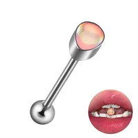 1 Piece 304 Stainless Steel Hip-Hop Cool Style Triangle Geometric Water Droplets Enamel Tongue Rings sku image 2