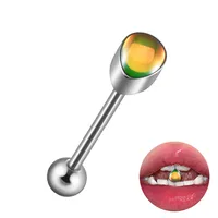 1 Piece 304 Stainless Steel Hip-Hop Cool Style Triangle Geometric Water Droplets Enamel Tongue Rings sku image 5