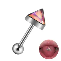 1 Piece 304 Stainless Steel Hip-Hop Cool Style Triangle Geometric Water Droplets Enamel Tongue Rings sku image 7
