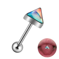 1 Piece 304 Stainless Steel Hip-Hop Cool Style Triangle Geometric Water Droplets Enamel Tongue Rings sku image 9