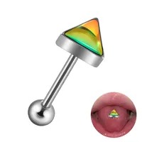 1 Piece 304 Stainless Steel Hip-Hop Cool Style Triangle Geometric Water Droplets Enamel Tongue Rings sku image 10