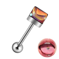 1 Piece 304 Stainless Steel Hip-Hop Cool Style Triangle Geometric Water Droplets Enamel Tongue Rings sku image 11
