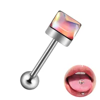 1 Piece 304 Stainless Steel Hip-Hop Cool Style Triangle Geometric Water Droplets Enamel Tongue Rings sku image 12