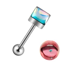 1 Piece 304 Stainless Steel Hip-Hop Cool Style Triangle Geometric Water Droplets Enamel Tongue Rings sku image 14