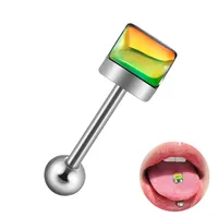 1 Piece 304 Stainless Steel Hip-Hop Cool Style Triangle Geometric Water Droplets Enamel Tongue Rings sku image 15