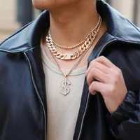 Forme De Cœur Hip Hop Rétro Alliage Collier En Couches De Gros main image 4