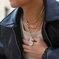 Forme De Cœur Hip Hop Rétro Alliage Collier En Couches De Gros main image 5