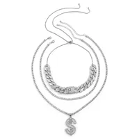 Forme De Cœur Hip Hop Rétro Alliage Collier En Couches De Gros main image 3